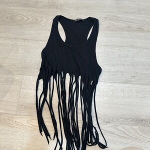 Black Fringe Tank Top